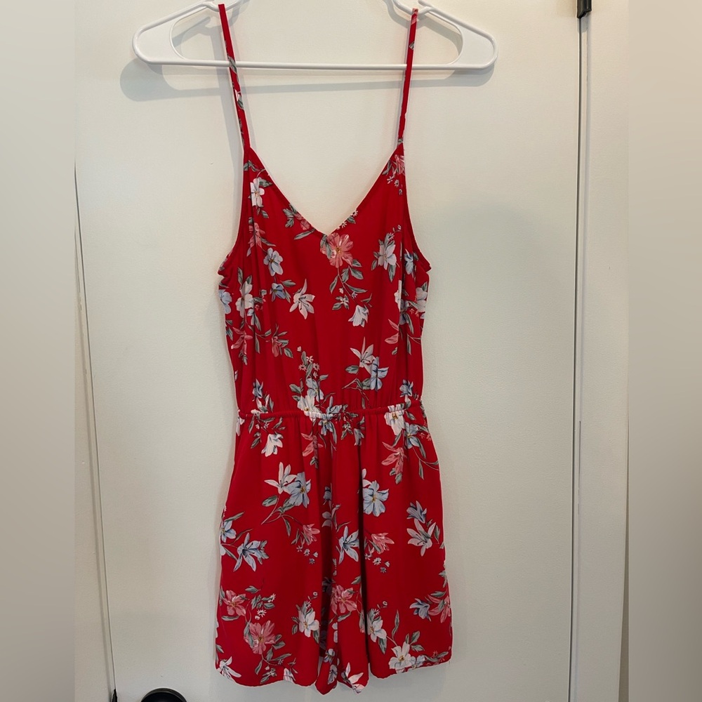 Divided Size 2 Red Floral Romper